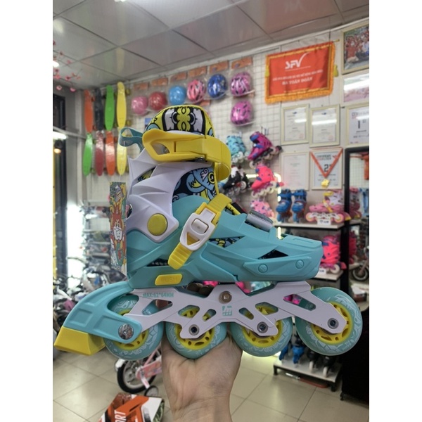 Giày patin Joy Kid L6 cao cấp frame hợp kim, bảo vệ cổ chân, có khoá bánh
