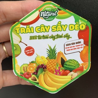 55 tem trái cây sấy dẻo - lục giác 7x8cm dán thân hộp đẹp giá rẻ