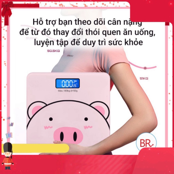 Cân điện tử sức khỏe lợn hồng dễ thương - Cân sức khỏe heo xinh độ chính xác cao