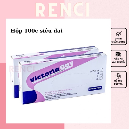 Hộp 100 găng tay nấu ăn siêu dai Victoria Bay làm bếp siêu dai chất liệu TPE không mùi chống nhăn