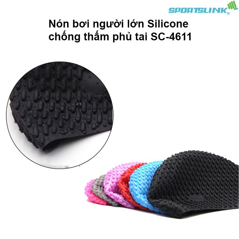 Nón bơi người lớn silicone chống thấm phủ tai Sportslink sc4611