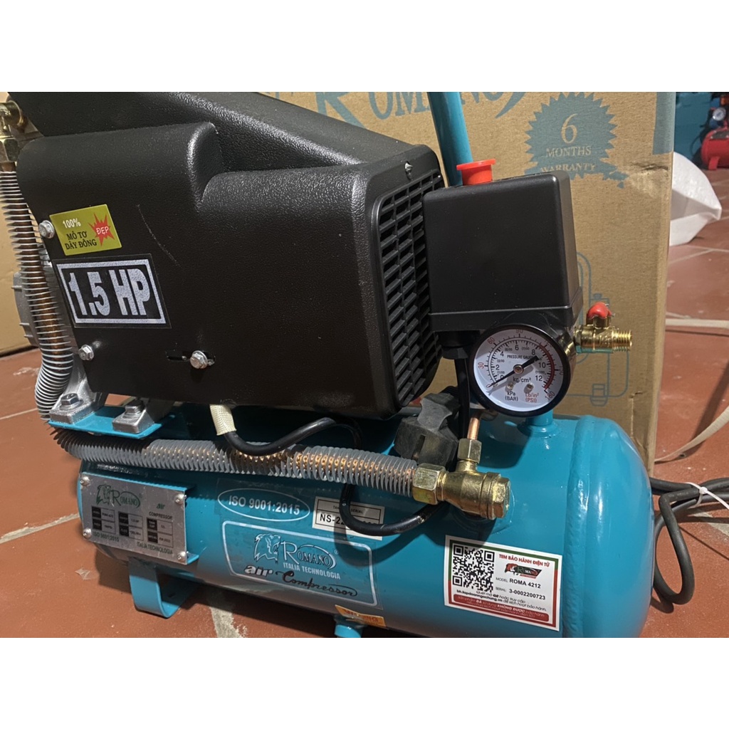 Máy nén khí chạy dầu Romano ROMA4212, Bình 12L, Công suất 1.5HP