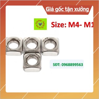 Đai ốc vuông, ecu vuông, tán vuông size từ m4 đến m12 inox 304 din 557
