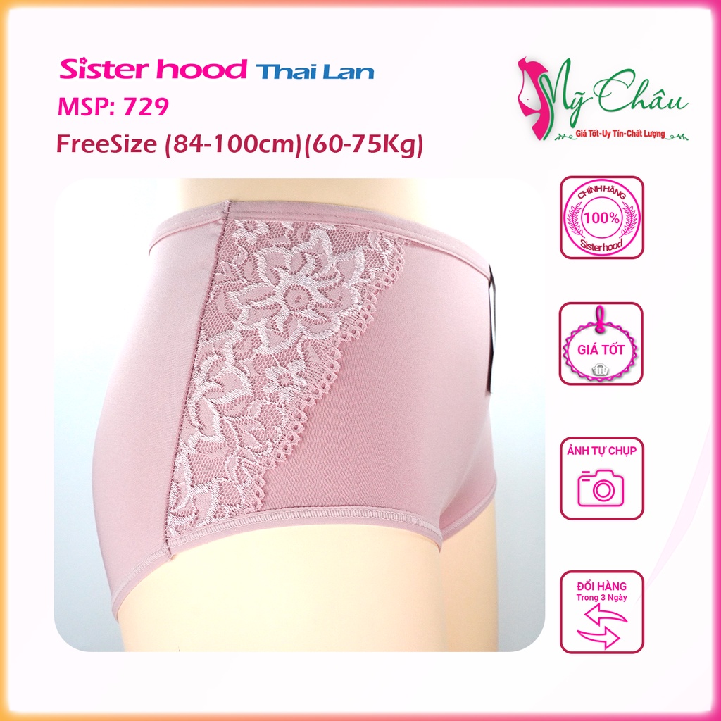 Quần Lót Bigsize Nữ Thái Lan Thun Lạnh Phối Ren Bên Hông Cạp Cao Siêu Bền Sisterhood 729, Mỹ Châu Shop