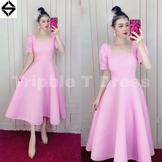 Đầm xòe dự tiệc TRIPBLE T DRESS cổ vuông tay ngắn phồng - SIZE S/M/L/XL - MS211V