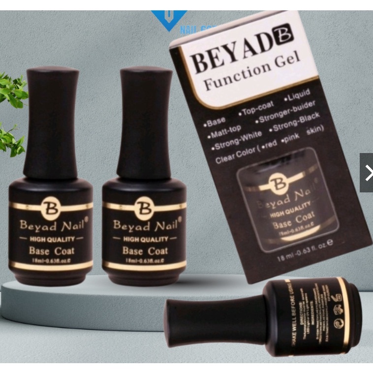 Base top Beyad chính hãng - sơn gel liên kết và top phủ rất bền và bóng, chai 18ml