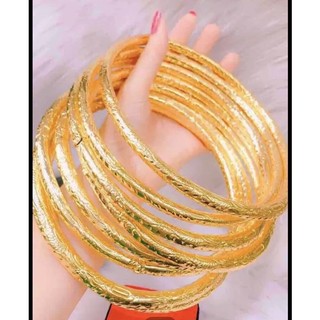 Kiềng cưới chạm rồng phụng 2 chỉ mạ vàng 24 cao cấp