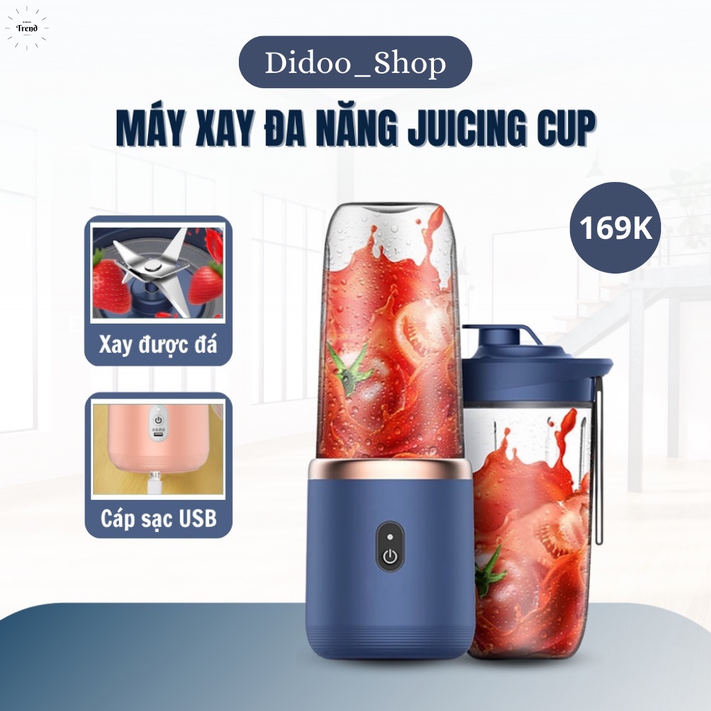 Máy xay sinh tố Juicing Cup 300ML cầm tay 6 lưỡi, Sử dụng Pin sạc cổng USB siêu tiện lợi . didoo_shop