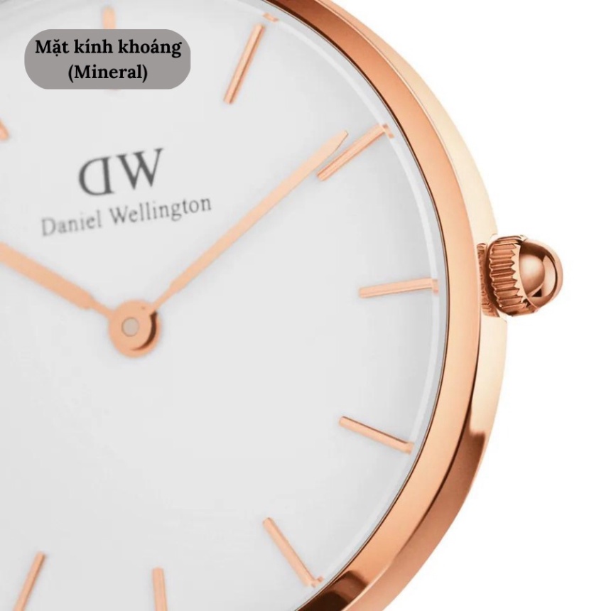 Đồng hồ Daniel Wellington Petite DW0010021 unisex mặt kính Mineral chống xước, chống nước 3 ATM dây thép đeo tay cao cấp