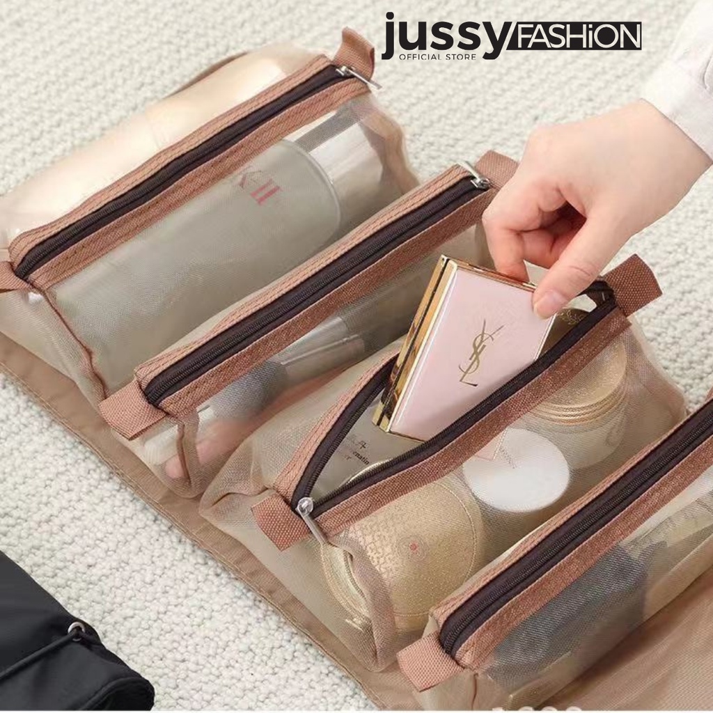 Túi Đựng Mỹ Phẩm Cuộn Tròn Leegoo JussyFashion Túi Đựng Đồ Trang Điểm 4 Ngăn Tiện Lợi Có 4 Túi Có Thể Tháo Rời