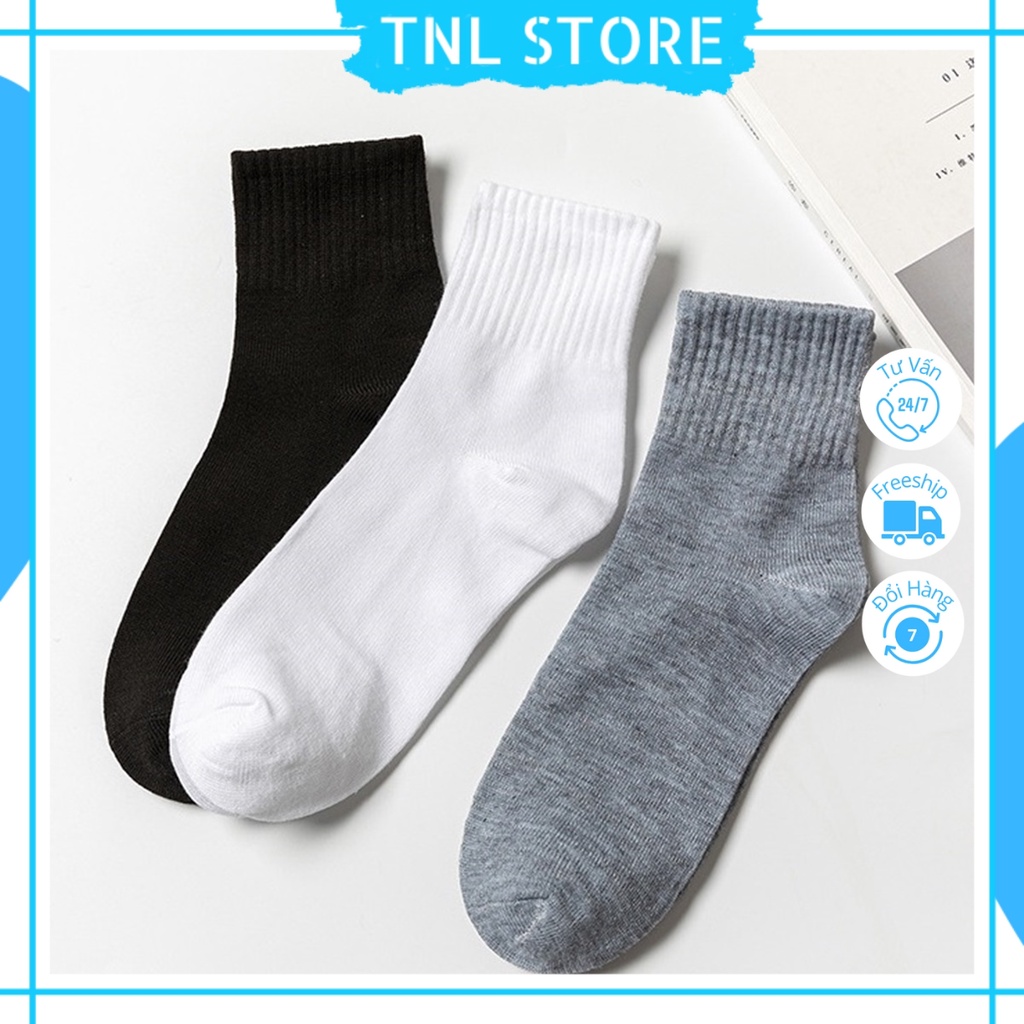 Tất vớ cổ trung vừa Trơn set 5 đôi thời trang unisex nam nữ TNL Store