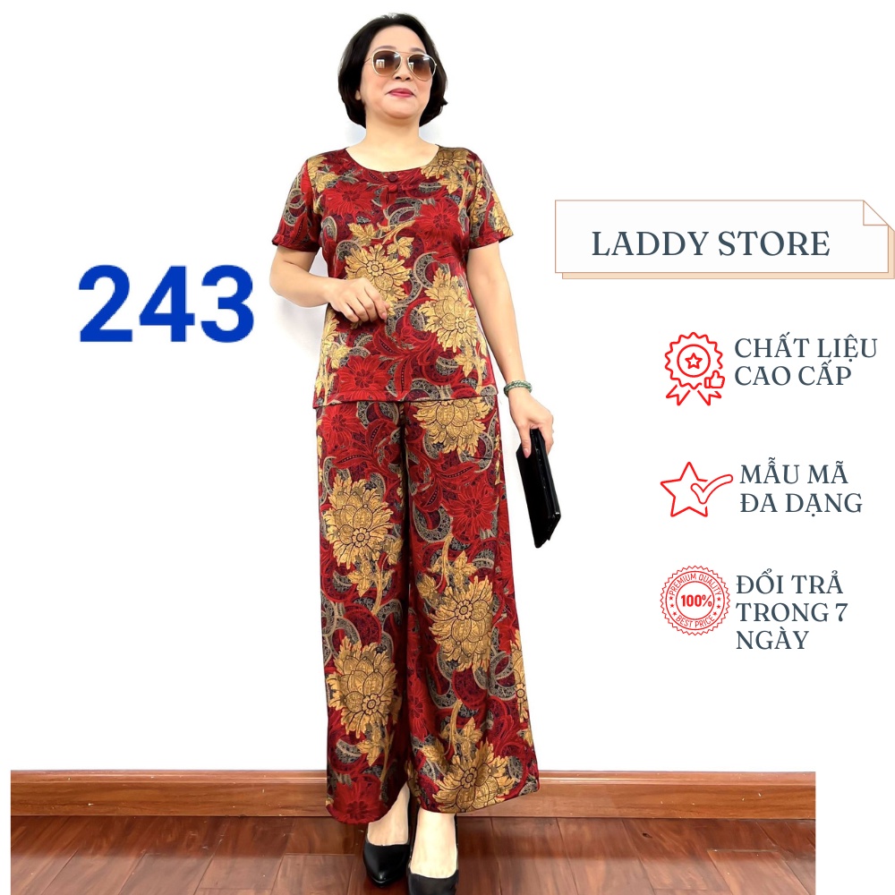 Đồ Bộ Trung Niên 2023 Chất Liệu Lụa Satin Cao Cấp Dành Cho Quý Bà - Laddy Store