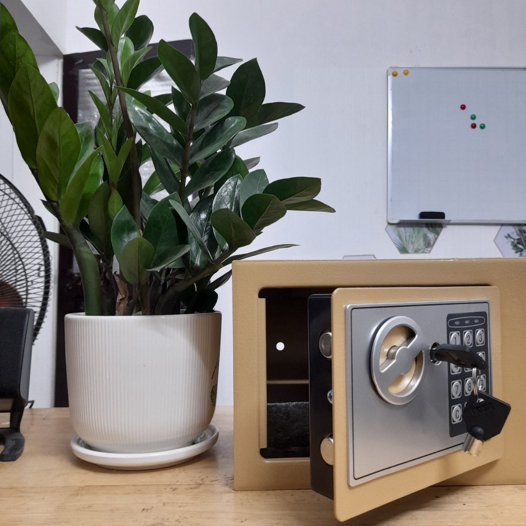 Két Sắt Mini Thông Minh AMYLY Két Sắt Mở Khóa Bằng Số Điện Tử Kích thước D23cm x R17cm x C17cm Hai Màu Trắng, Đen