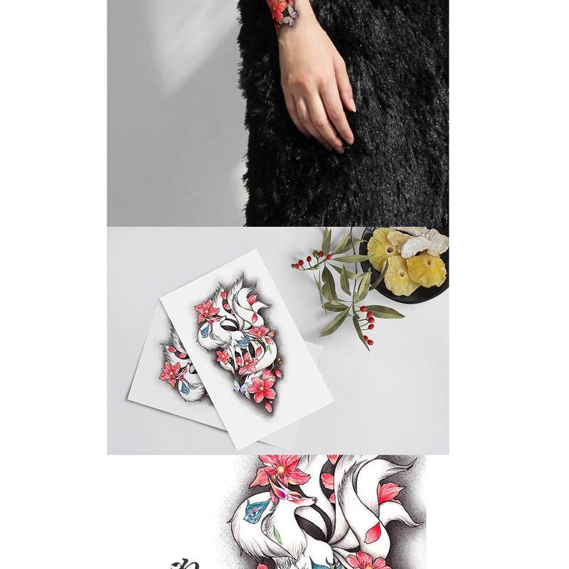 Hình Xăm Dán Cáo Chín Cánh Tay Màu Tối Chống Nước Không Thể Rửa Hình Xăm Hình Cáo Quyến Rũ Cho Nam Và Nữ ins