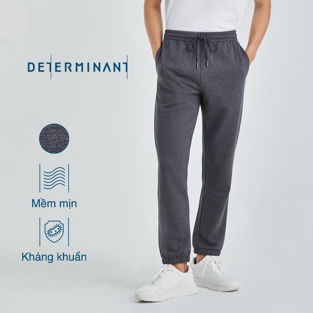 Quần nỉ nam DETERMINANT ống dài - kháng khuẩn - ngăn mùi - vải da cá - form unisex - màu xám - B01