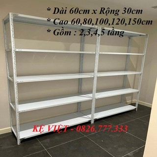 Kệ sắt để đổ 2,3,4,5 tầng Dài 60 Rộng 30 Cao 60,80,100,120,150cm lắp ghép v lỗ đa năng trưng bày bán hàng hóa, kho hàng