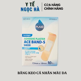 Băng keo cá nhân plaid ace band-s , băng cá nhân thẩm mỹ 72mm x 18mm, 10 miếng/hộp