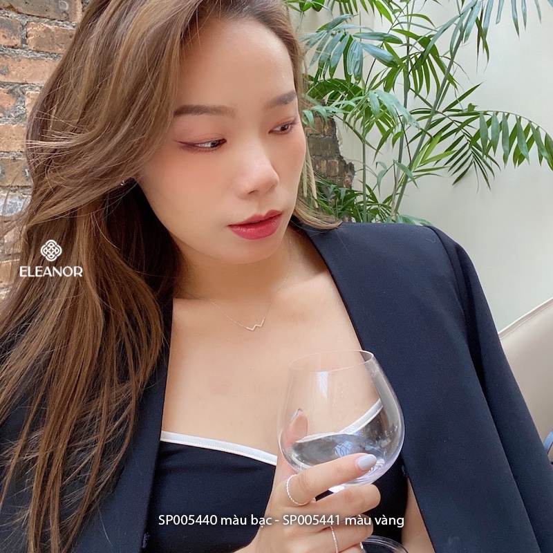 Dây chuyền nữ bạc 925 Eleanor Accessories mặt hình chữ W đính đá phụ kiện trang sức thanh lịch 5440