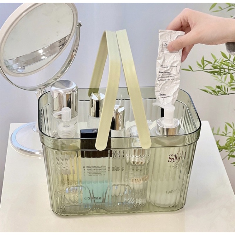 Rổ nhựa acrylic đựng đồ, giỏ đựng mỹ phẩm trong suốt