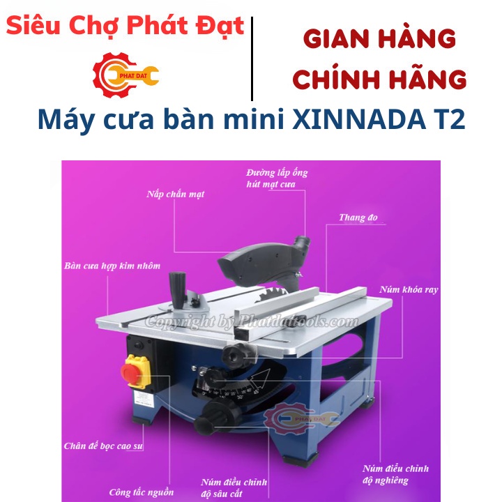 Máy cưa gỗ bàn mini XINNADA T2 - Hàng nội địa chính hãng - Công suất khủng 1800W - Bảo hành 6 tháng.