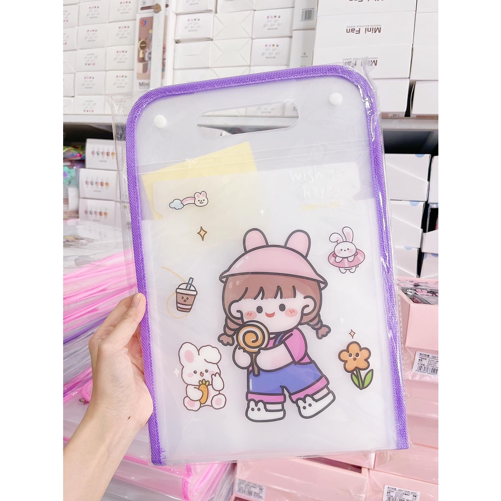 Bìa hồ sơ, bìa tài liệu A4 13 ngăn quai có tặng kèm sticker phân loại