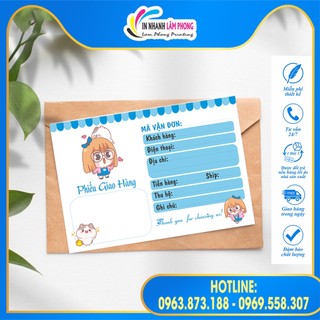 Combo 50 phiếu ship hàng, phiếu giao hàng dễ thương 10*15cm