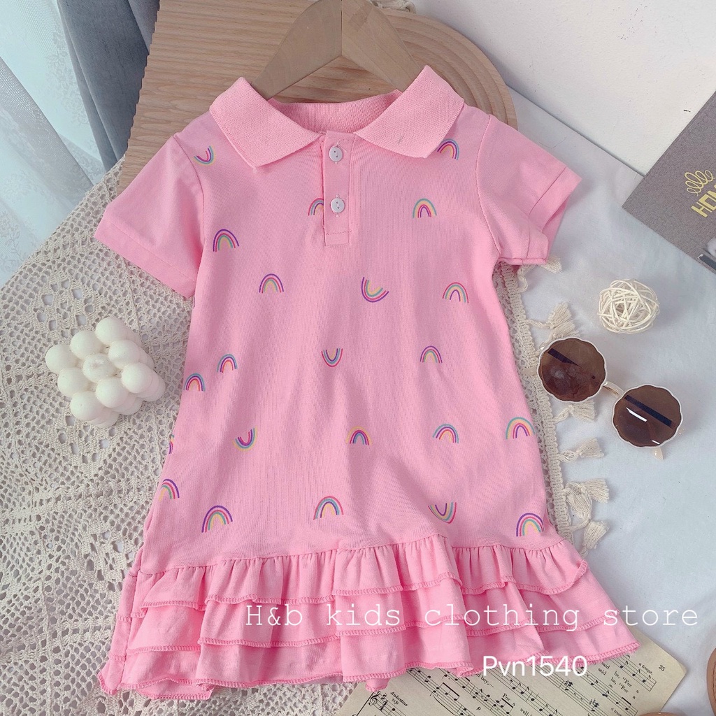 Váy polo bé gái chất vải lacoste cá sấu Đầm bé gái dáng suông đuôi cá xinh xắn 1 2 3 4 5 6 tuổi