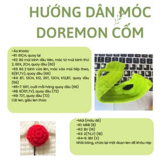 DIY Hướng dẫn, Chart móc Doreamon mũ cốm siêu dễ thương