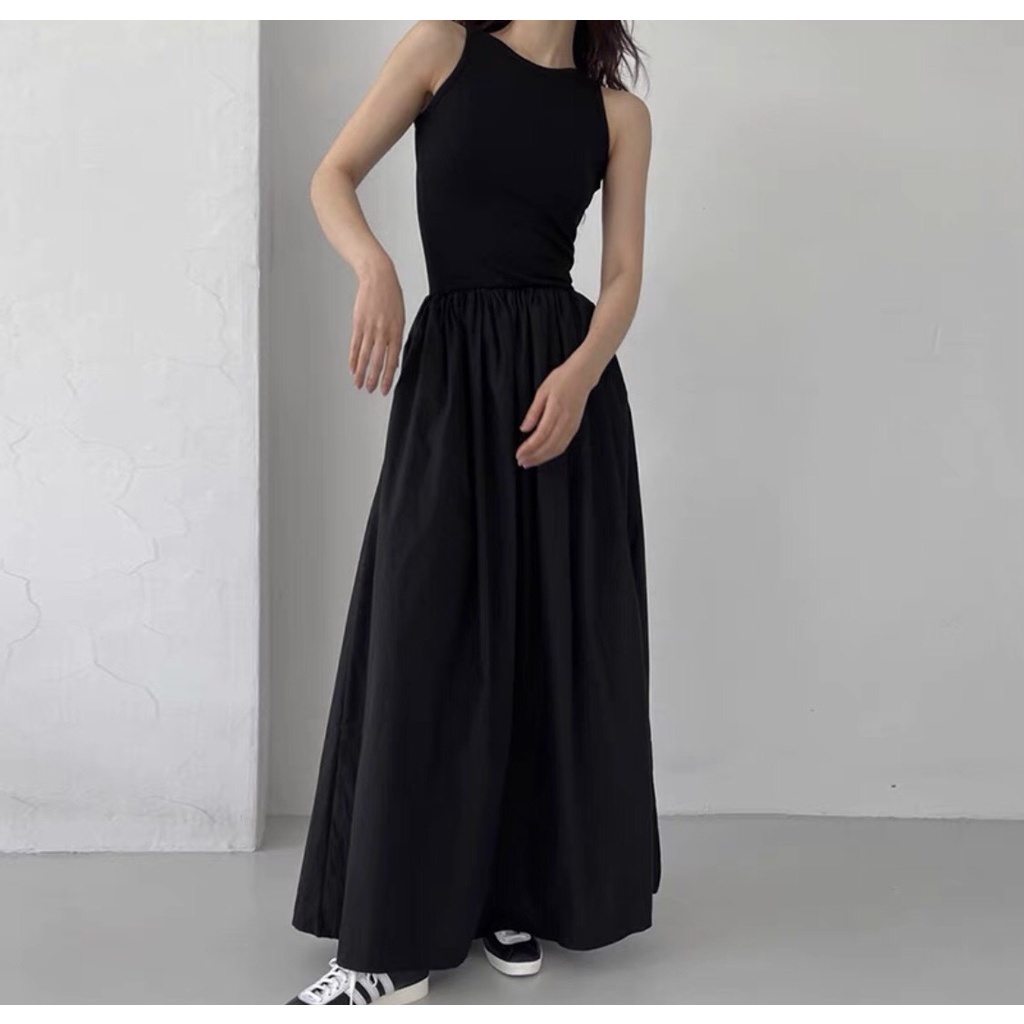 Váy dài Hàn Quốc sang trọng thanh lịch retro cổ tròn [Loại 1] | BigBuy360 - bigbuy360.vn