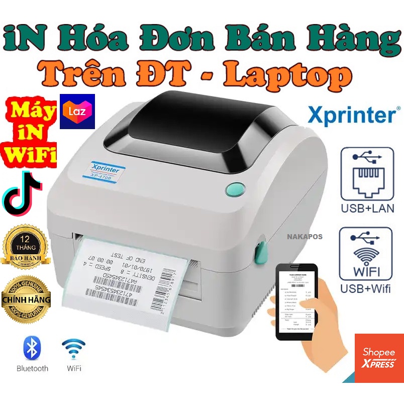 Máy in đơn hàng shopee. A6 Máy in trên điện thoại XP 470B. In đơn TMĐT, In nhãn vận đơn Xprinter 470B