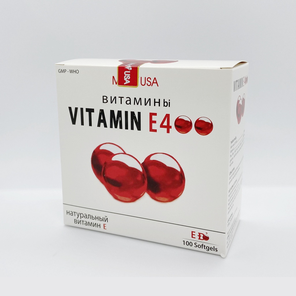 Viên uống Vitamin E400 giúp đẹp sáng da, da căng mịn, chống lão hóa da - Hộp 100 viên
