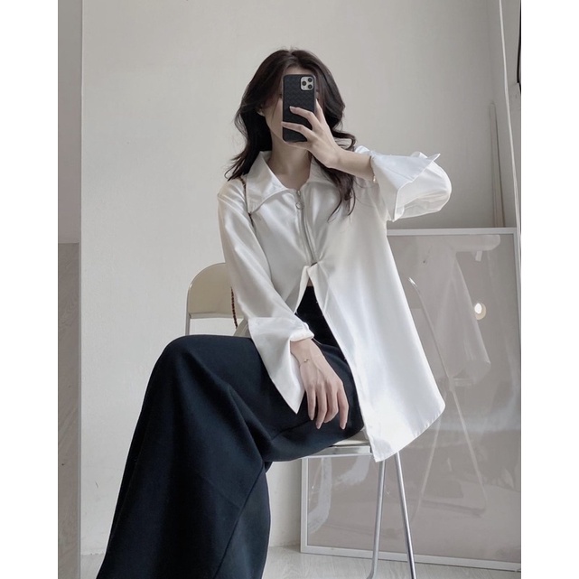 [NEW]ÁO SƠMI KHOÁ KÉO XẺ VẠT TAY XẺ RỘNG CÁ TÍNH