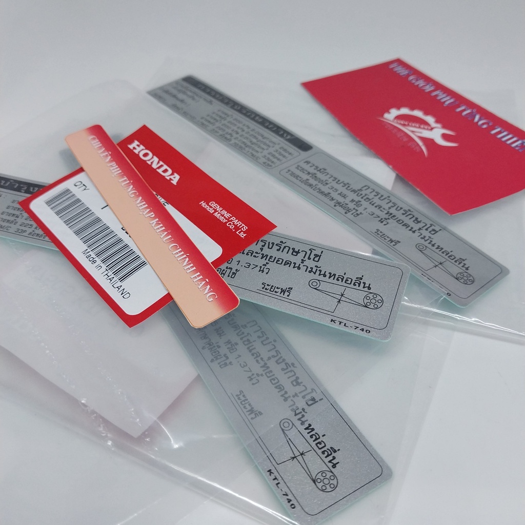 Tem thông số hộp xích  Wave Thái, Wave 110 Zin nhập khẩu chính hãng Honda Thailand - PT THIÊN ÂN