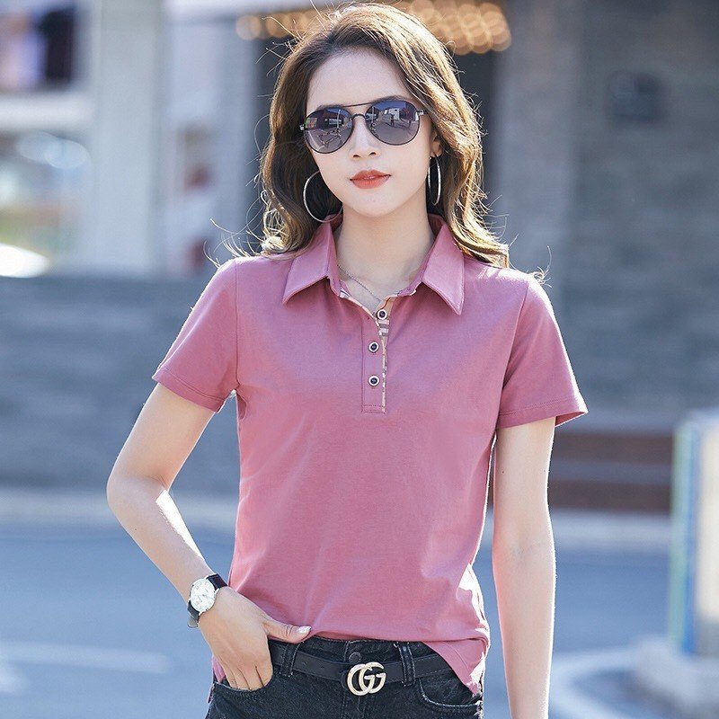 Áo thun nữ có cổ tay ngắn áo thun polo nữ PL525 thời trang PONIVALAZA cao cấp chất vải mềm mịn thấm hút tốt