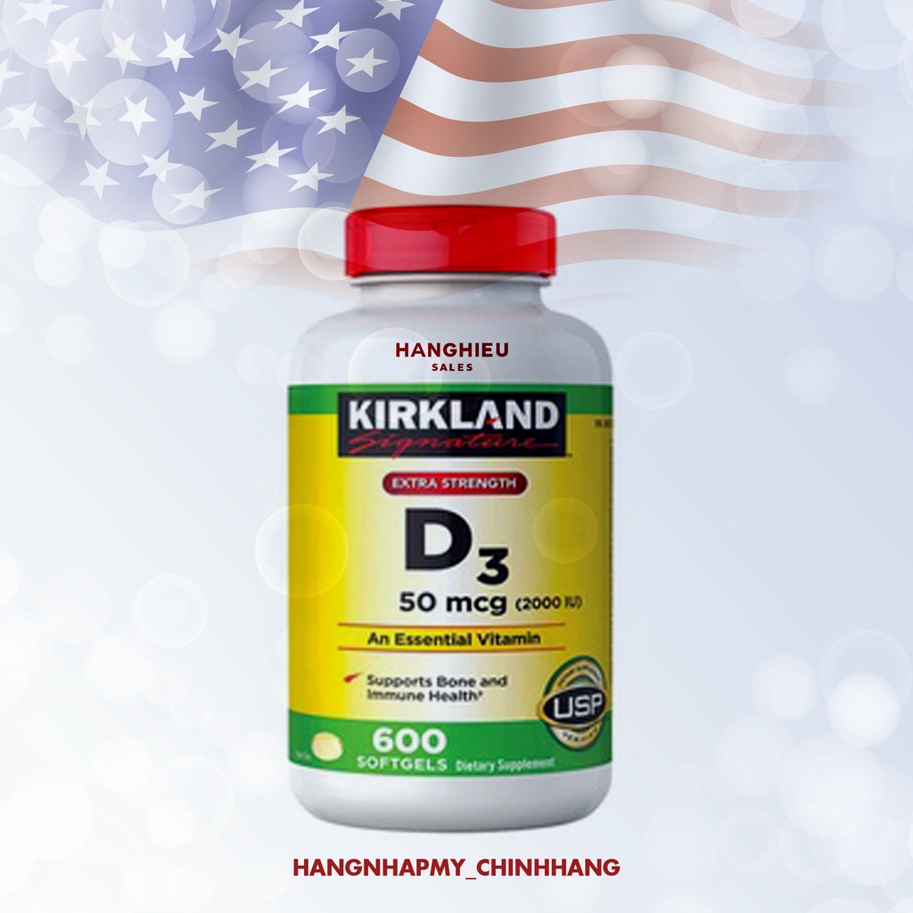 Viên Uống Bổ Sung Vitamin D3 Kirkland Signature 2000IU 600 Viên