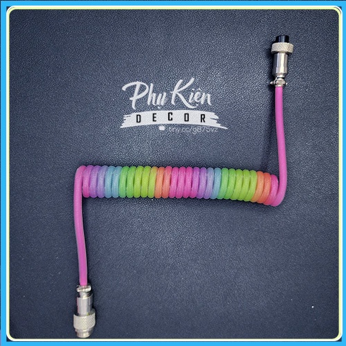 Dây Cáp Type C Cho Bàn Phím Cơ, Nhiều Màu RGB Phát Sáng, Dây Custom Lò Xo