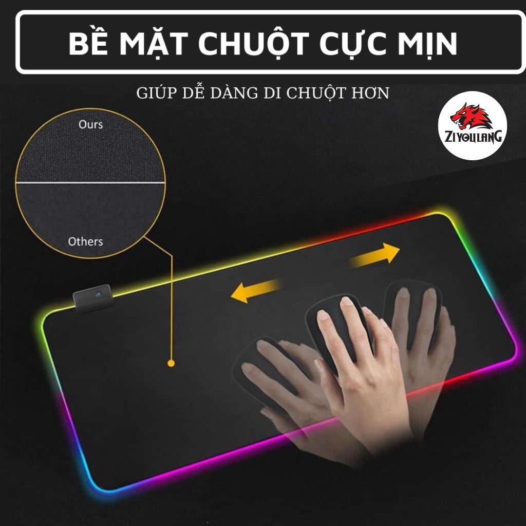 Lót Chuột Led RGB Size 80X30CM ZiyouLang Bề Mặt Speed Đèn Led Cực Đẹp Kê Cả Phím Và Chuột