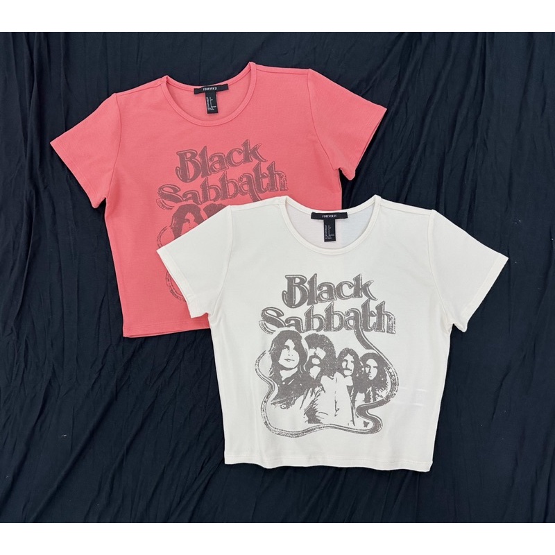 Áo croptop ôm thun cotton in nhóm nhạc Black Sabbath