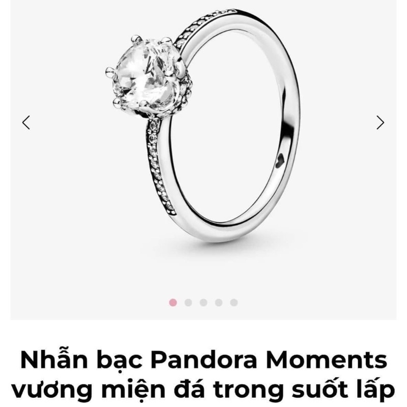 Nhẫn Pandora bạc sterling 925 vương miện đính đá lấp lánh full box