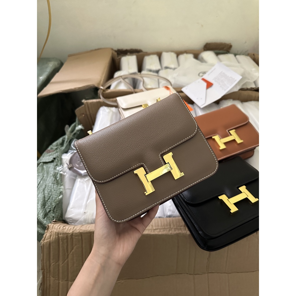 Túi nữ khóa chữ Hơ mét sáng bóng 2 ngăn tiện lợi