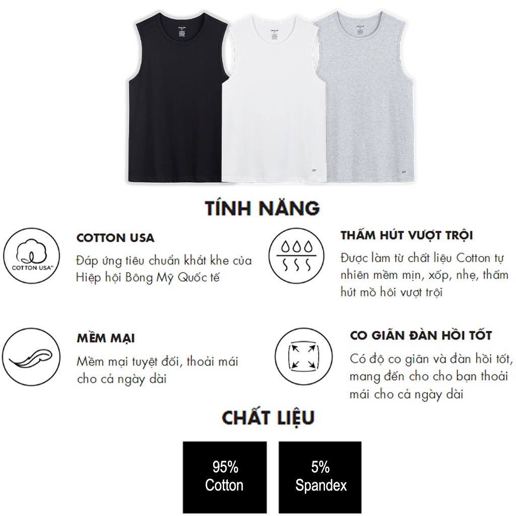 Áo thun sát nách cho nam ON OFF DOLPHIN, Áo ba lỗ thể thao cho nam mềm mại, thoáng khí