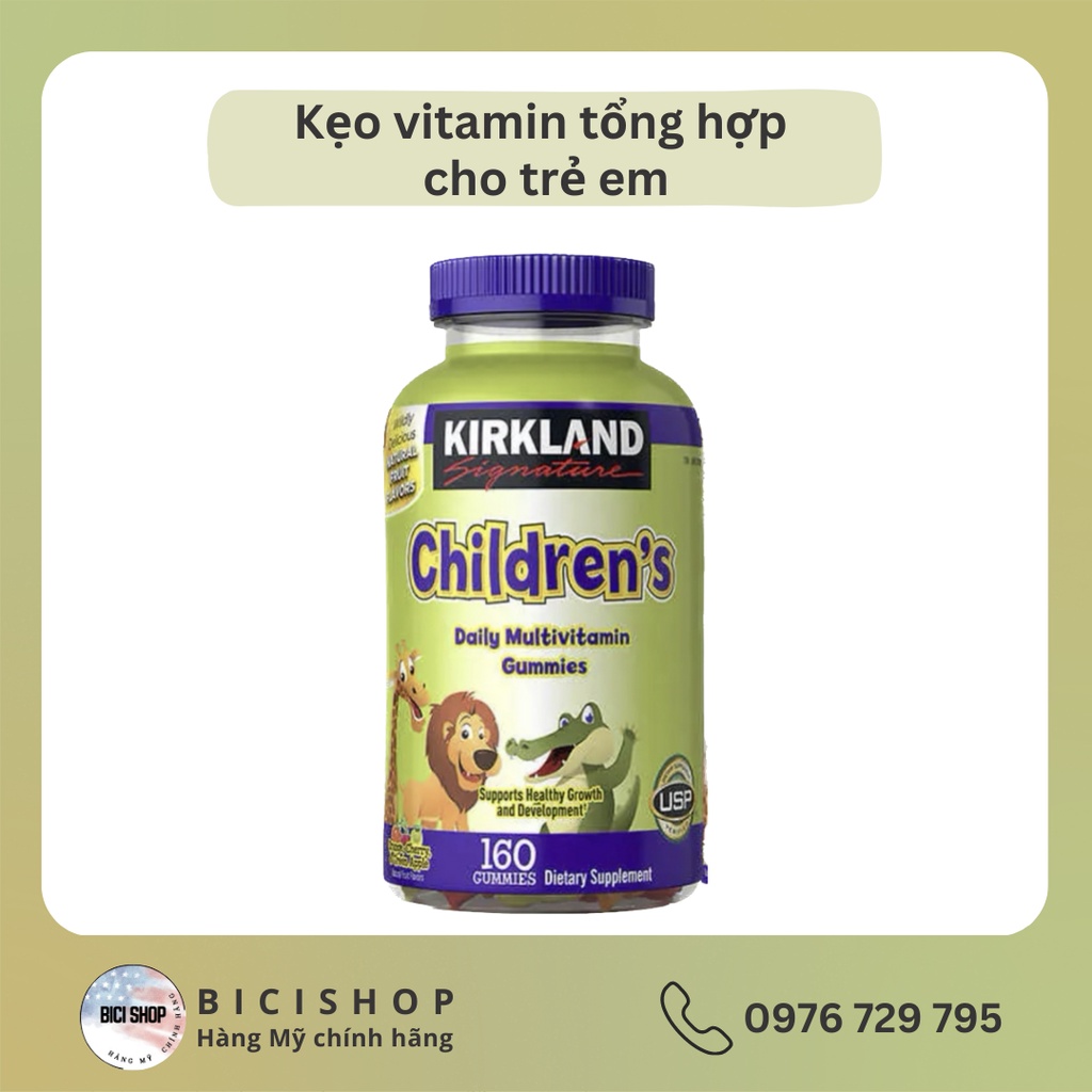 Kẹo Vitamin tổng hợp dành cho trẻ em - Kirkland multivitamin - 1 hộp 160 viên