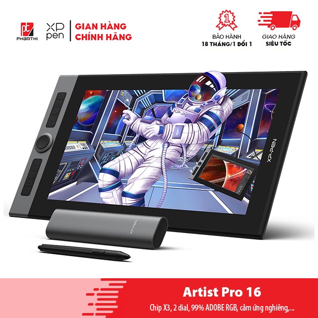 Bảng Vẽ Màn Hình XP-PEN ARTIST PRO 16 CHIP X3 2 DIAL Cảm Ứng Nghiêng 99% ADOBERGB