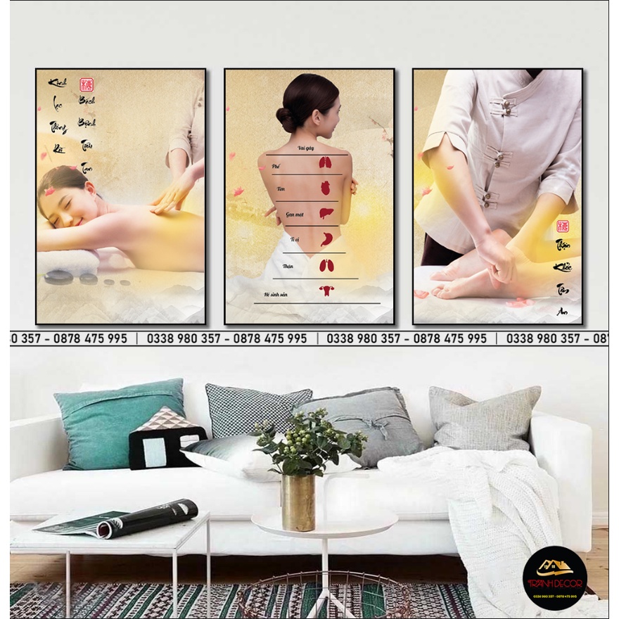 Giá xưởng] Tranh Treo Tường Spa dưỡng sinh thảo dược,chăm sóc da đông y,Tranh cô gái chăm sóc đông y đẹp hiện đại
