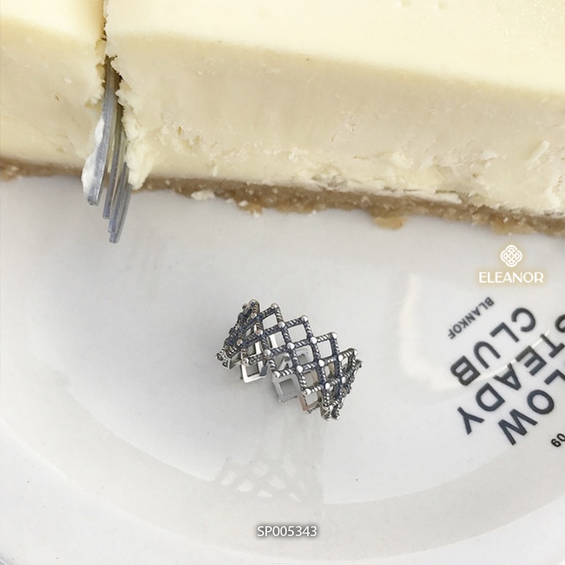 Nhẫn nữ hở bạc 925 Eleanor Accessories thiết kế lưới hình thoi phụ kiện trang sức 5343