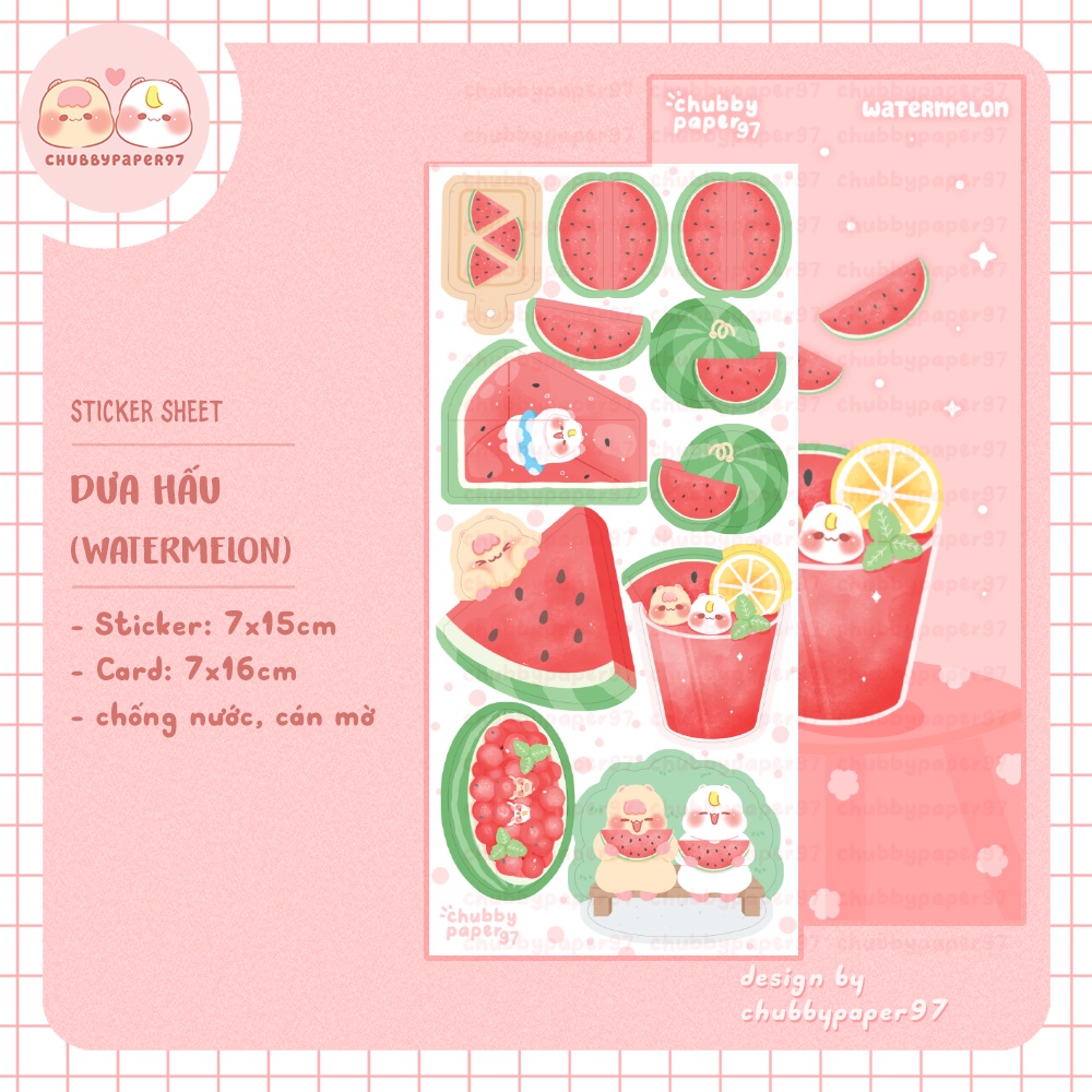 Sticker / hình dán DƯA HẤU | chubbypaper97