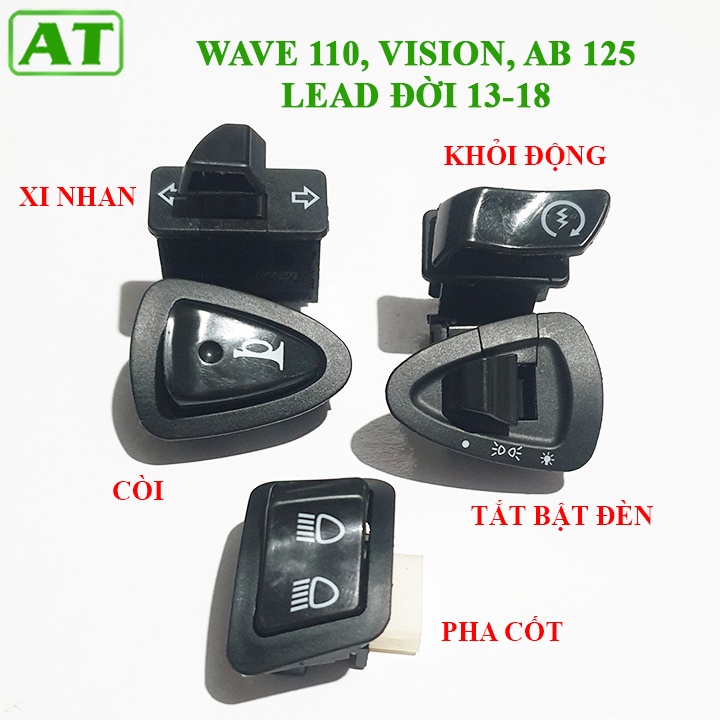 Bộ 5 nút công tắc xe Wave 110, Vision, ABLADE 125, Lead 2013-2018