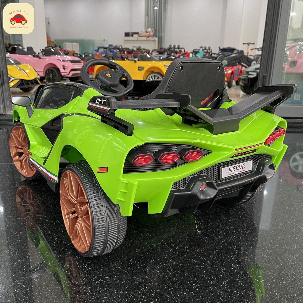 Ô tô điện XGZ 7188 Lamboghini  bánh cao su ghế nệm da cao cấp 2 động cơ