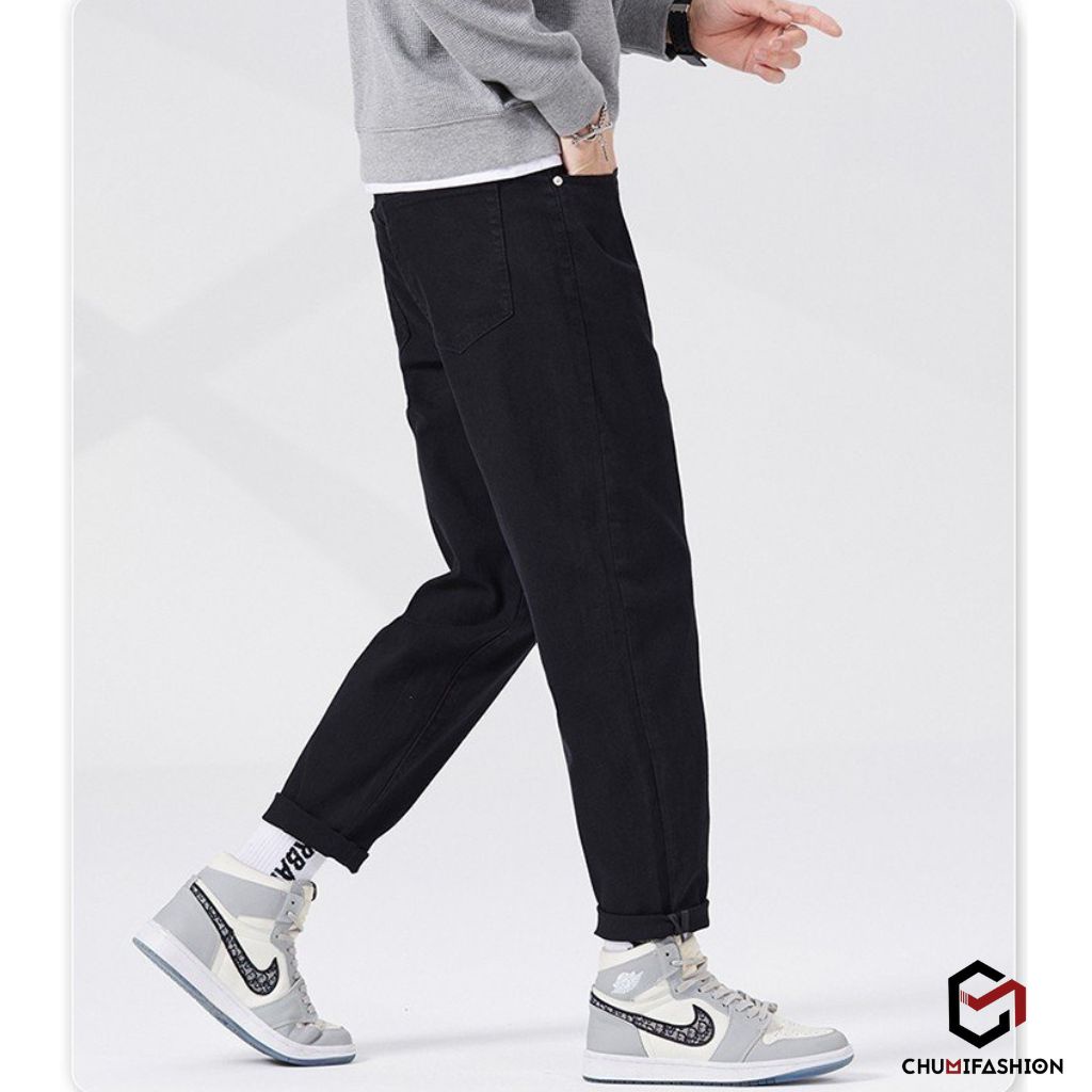 Quần Jean Nam CHUMI Đứng Form Dáng Baggy Cạp Cao Hack Dáng Basic Hottrend Phong Cách Hàn Quốc QD362