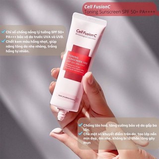 Kem chống nắng nâng tone da Cell Fusion C Toning Sunscreen 100 SPF50+ PA++++ mẫu mới 45ml
